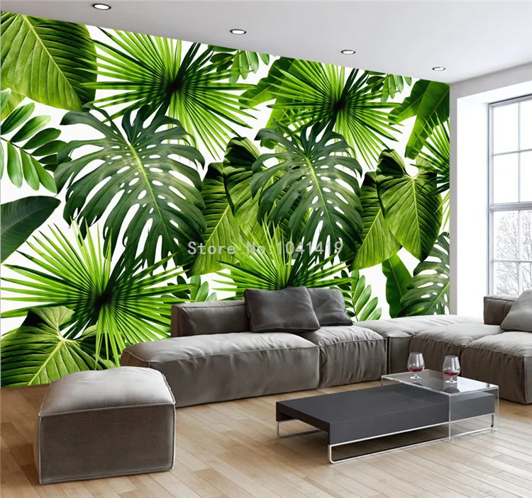 На заказ 3D настенная бумага тропический лес банановые листья фото фрески гостиная ресторан кафе фон настенная бумага фрески