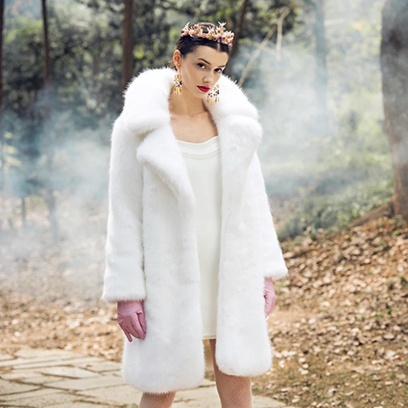 Renard Imitation Luxe Taille Faux Long Vestes Manteau Paragraphe 2018 Mode Blanc Plus White De Fourrure Manteaux Série Nouveau Femmes vm0wOyn8N