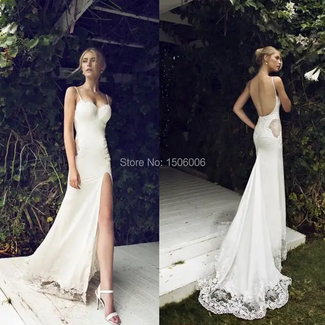 Online Shop Beach 2015 High Slit Beach Wedding Dresses Sexy