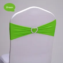 50 шт. зеленые спандексовые свадебные чехлы на стулья пояса с пряжки в форме сердца/фиолетовый синий красный золотой стул пояса эластичная повязка на стул для дня рождения