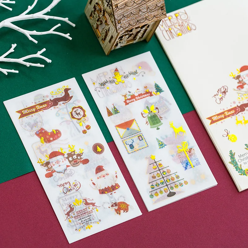 6 листов/упаковка рождественские колокольчики декоративные наклейки из бумаги васи Скрапбукинг палочка этикетка канцелярские наклейки для дневника, альбома