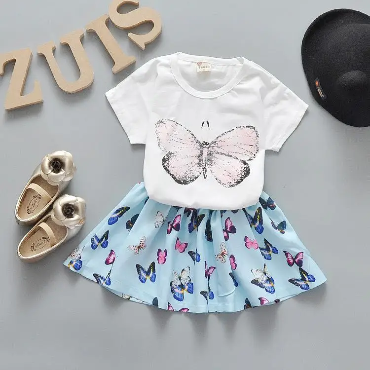 

2017 girls summer suit Korean tide thin section  cotton skirt 3-4 years old infant baby girl two-piece