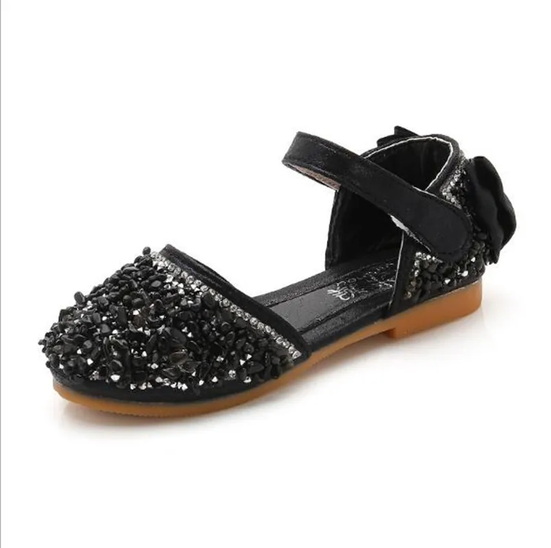 Childrens leather shoes Girls Rhinestone Sequin Princess Shoes Kids Wedding Party Shoes For Baby Girl Sandal Pink Black Silver Childrens leather shoes Girls Rhinestone Sequin Princess Shoes Kids Wedding Party Shoes For Baby Girl Sandal Pink Black Silver