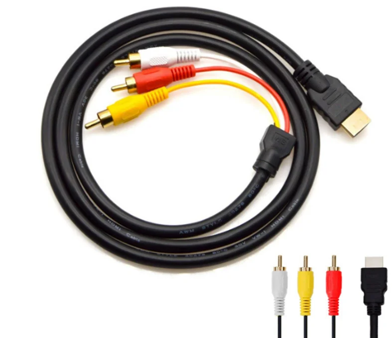 Для hdmi-rca кабель HDMI штекер 3RCA AV композитный штекер M/M Соединительный кабель-адаптер Шнур передатчик 18Feb05