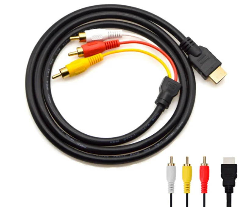 Переходник для кабеля HDMI RCA Male 3RCA AV композитный штекер M/M кабель переходник