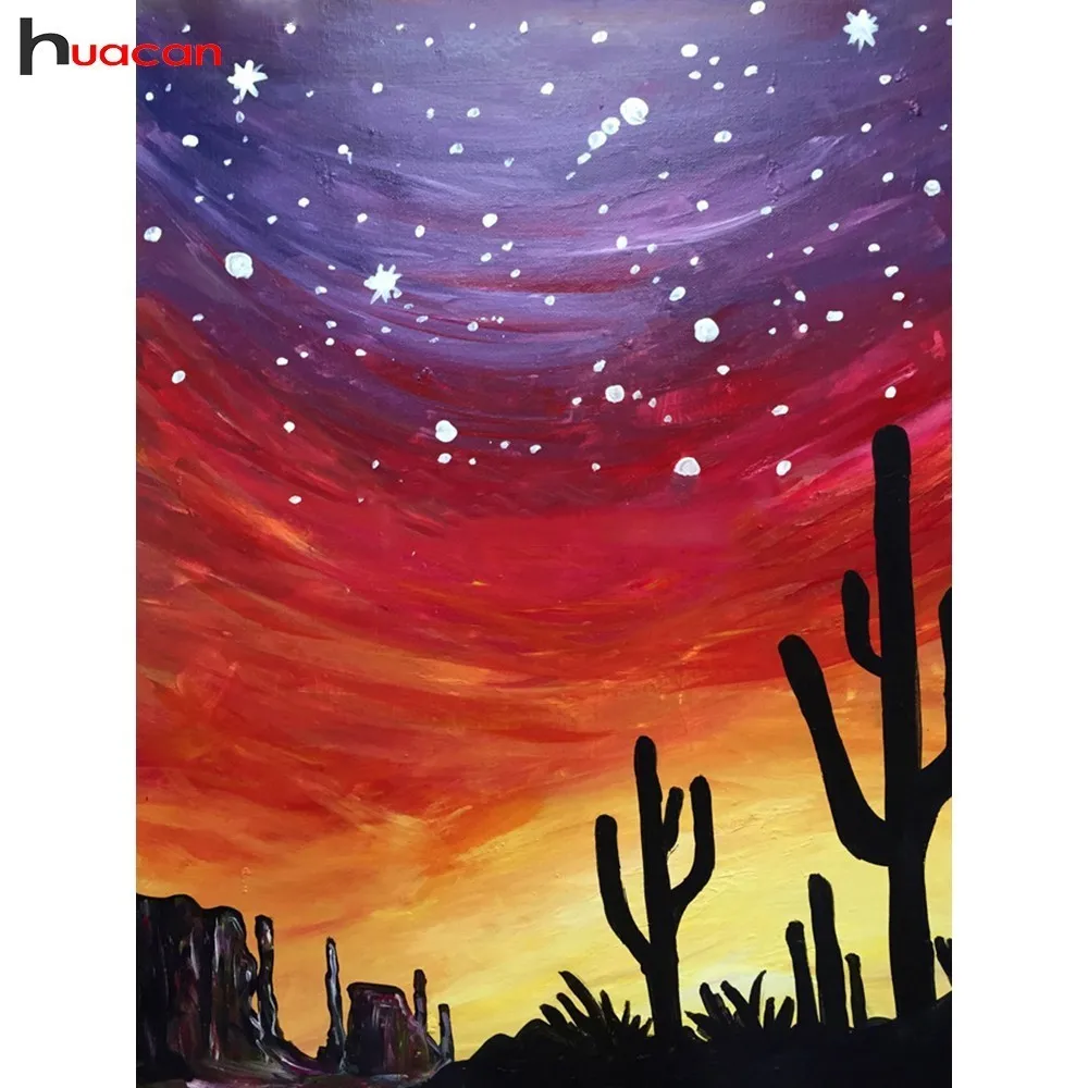 

HUACAN Full Drill Diamond Paintings Landscape Diamond Mosaic Starry Sky Diamond Embroidery Cross Stitch Picture Of Rhinestones