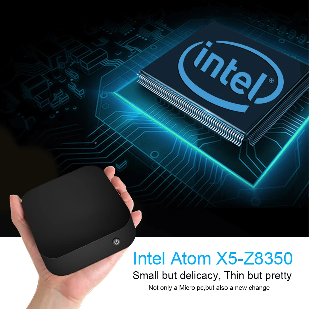 T8 Мини ПК четырехъядерный процессор Intel Atom X5-Z8350 4 ядра 2 Гб оперативной памяти, 32 Гб встроенной памяти, PC компьютер мини WI-FI BT4.0 RJ45 100 м ТВ коробка WIN10 Wintel W8 pro PC мини