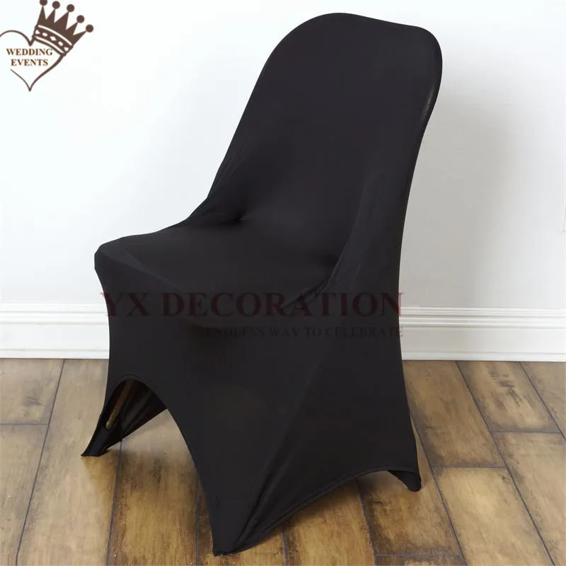 

Flat Or Arch Front Folding Lycra Spandex Chair Cover For Wedding Banquet Event Stretch Chair Covers Deocration