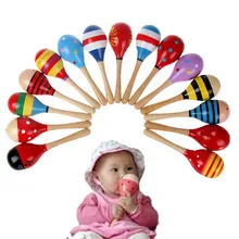 2016 New 1 pc Baby Kid Wooden Ball Toy Sand Hammer Rattle Musical Instrument Percussion Infant