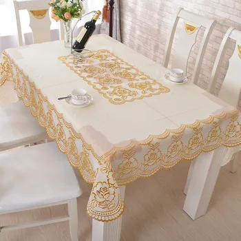 

WLIARLEO Bronzing PVC Tablecloth Floral Luxury Table Cloth For Wedding,Banquet Tableclothes Decoration toalha de mesa festa