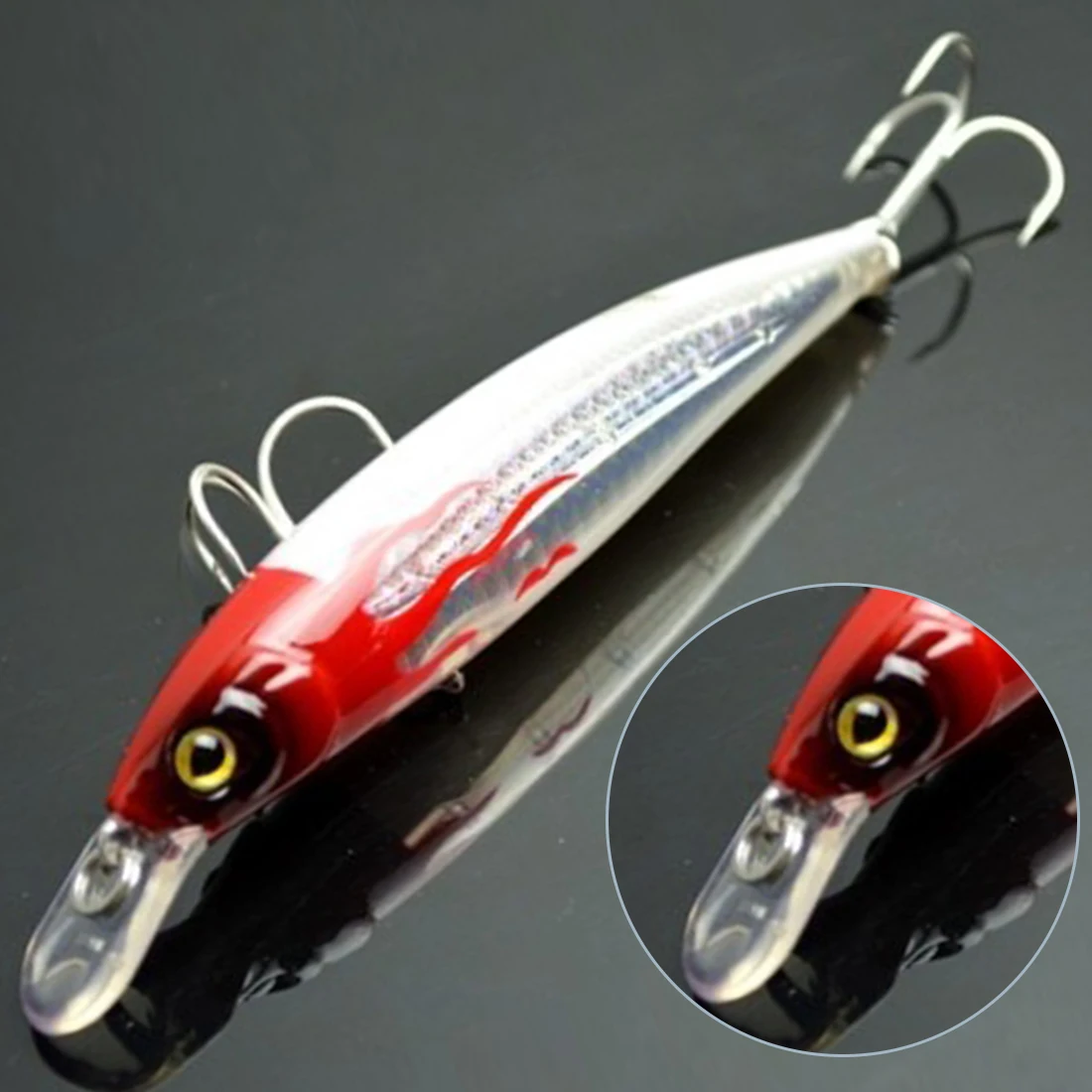 12cm 26g Top Water Minnow Fishing Lure Hard Bait with 2 Fishing Hooks 3D Eyes Fishing Tackle Lure Striped Bass Fishing Bait