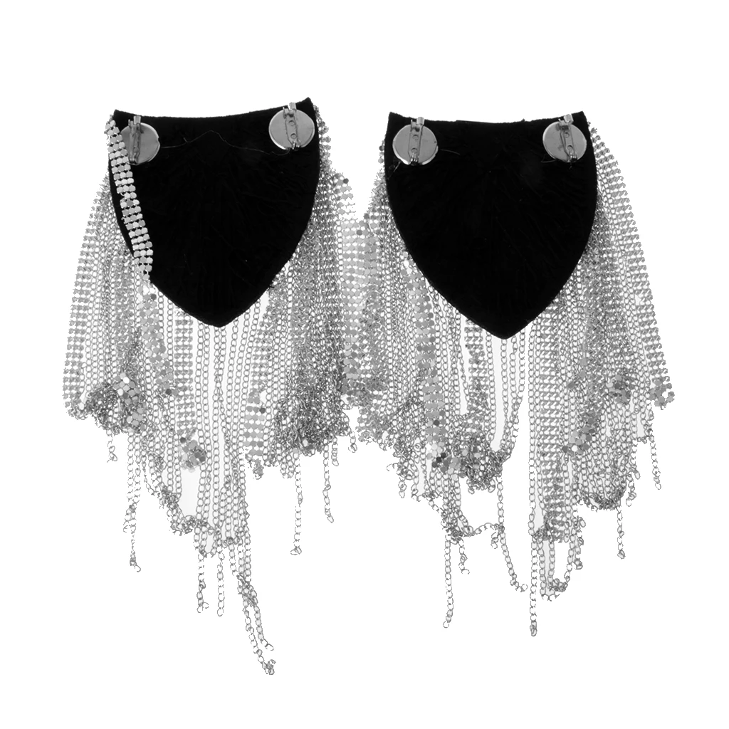 2 Pairs Military Party Star Tassel Link Chain Epaulet Shoulder Boards Badge