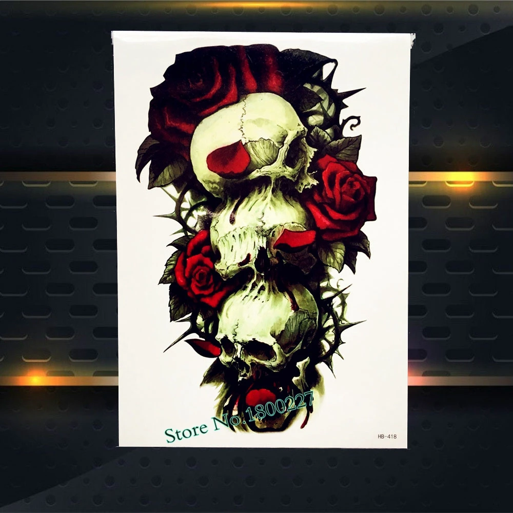 Gun and Roses Temporary Tattoo Sticker  OhMyTat