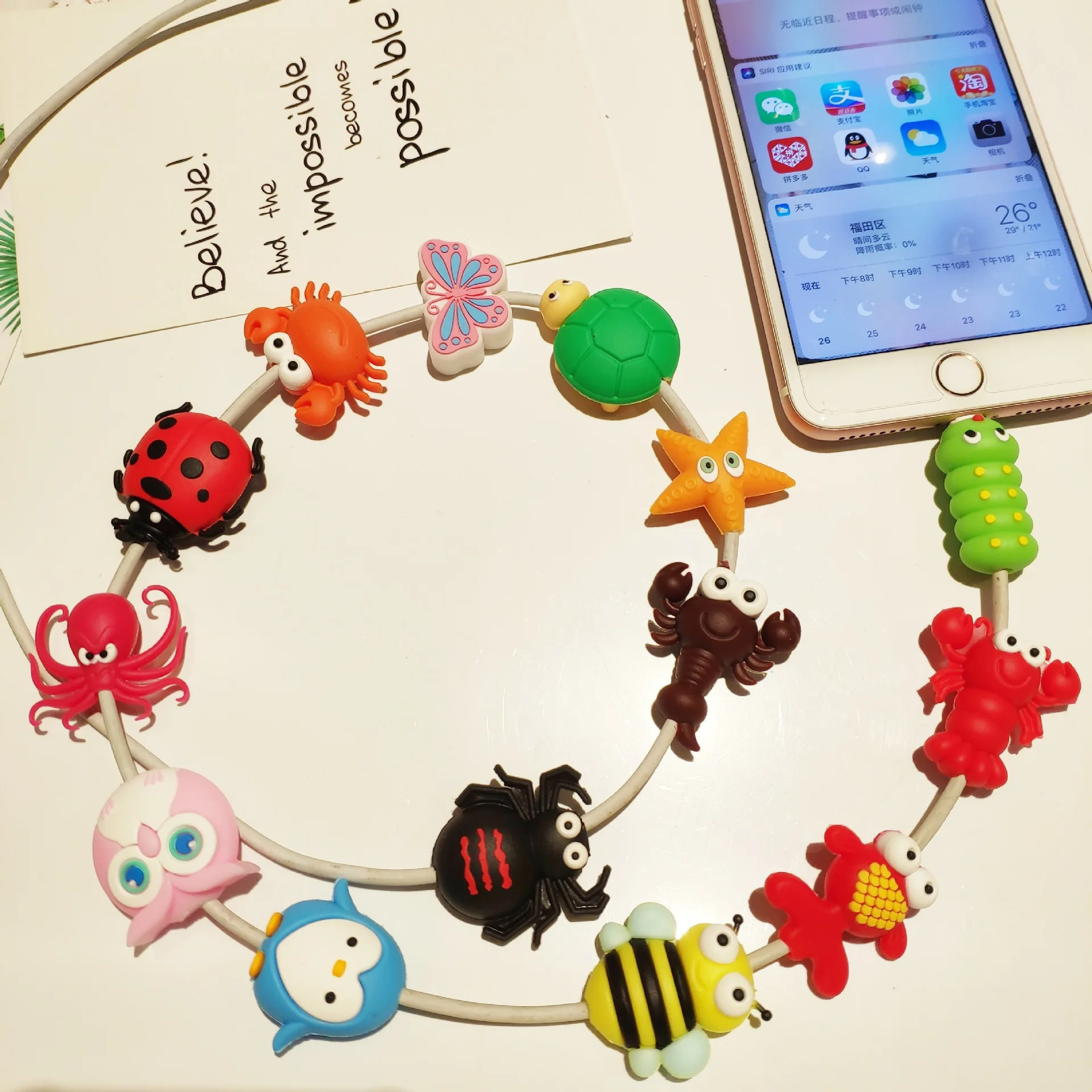 

Insect Series Cable Protector for iphone 8 7 6 5 USB Data Line Protection Doll Animal Bite Accessory Cable Organizer