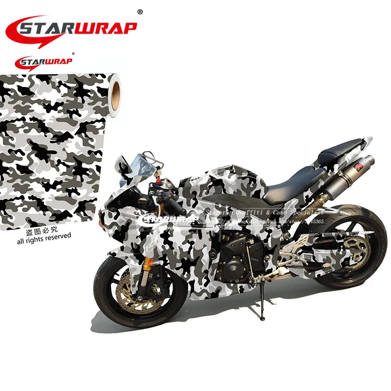 

Starwrap White Black Grey Snow Camo Vinyl Car Wrap Styling With Air Rlease Gloss/ Matt Arctic Camouflage Pixel Car Sticker