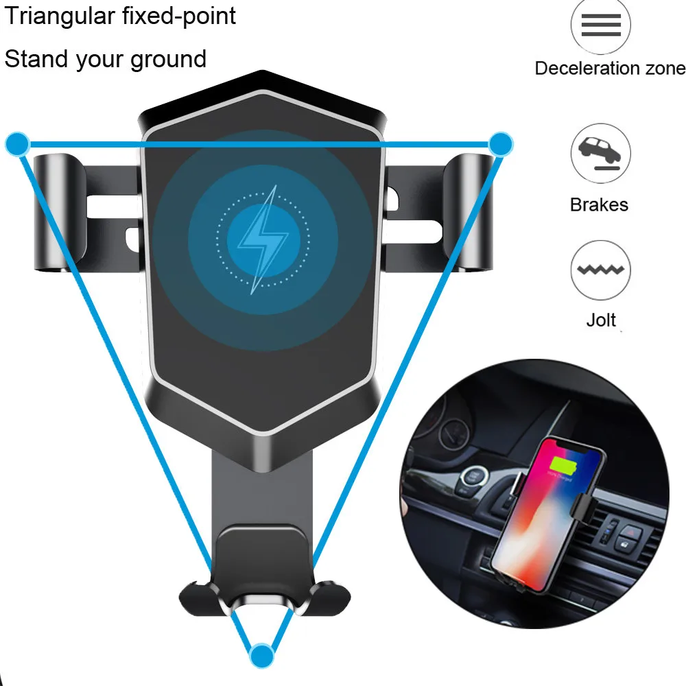 Автомобильное беспроводное зарядное устройство QI Беспроводное Автомобильное зарядное устройство гравитационный кронштейн для iPhone X 8 Plus samsung Galaxy S8 S7 Note8 10 Вт зарядный кронштейн