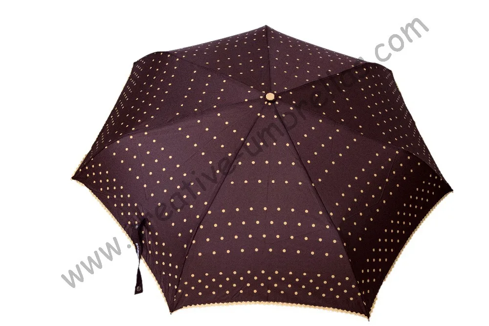 

7 fiberglass ribs pocket ladies parasol,dot printed design,windproof,UV protecting,superlight alloy compact Spain umbrellas
