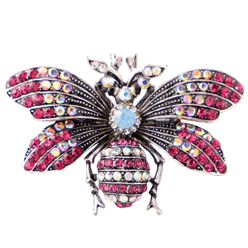 

Qi Leaf Bohemian Retro Bee Brooch Three-dimensional Color Small Insect Pins Personality Hyperbole Crystal Brooch for Women