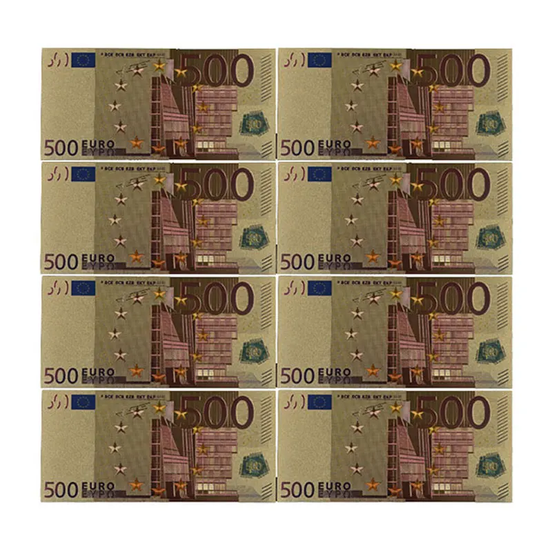 Цветные Банкноты евро 10 шт/партия 500 евро банкнота из золотой фольги для коллекции и подарков ЕС деньги изысканный ремесло