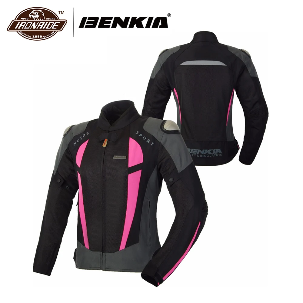 

BENKIA Windproof Motorcycle Jacket Women Motorbike Mesh Jacket Armor Breathable Textile Cruiser Riding Moto Jacket Clothing