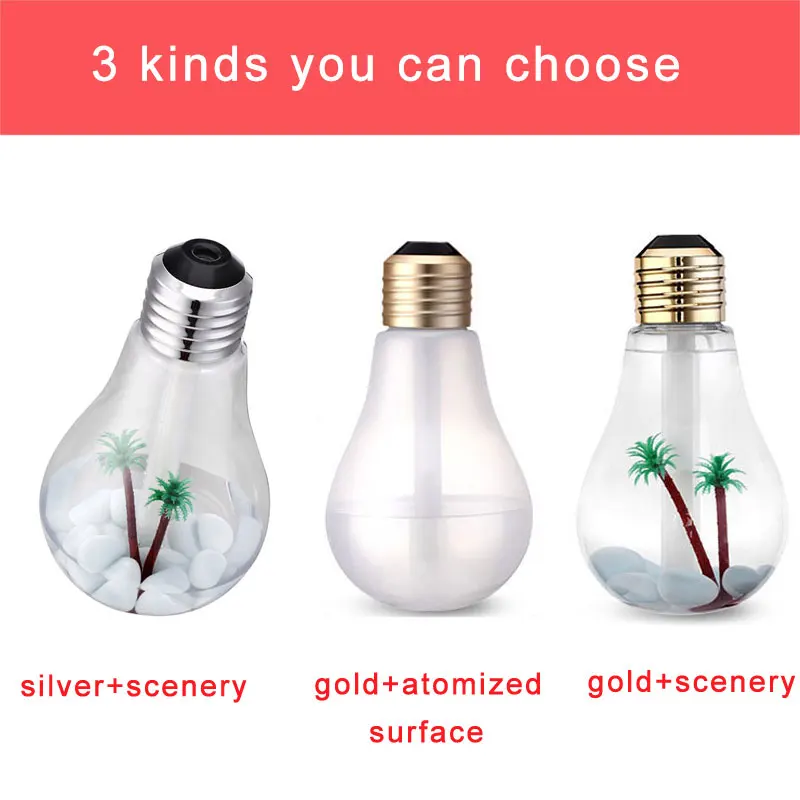 

New Design Humidifiers Colorful Night Light Creative USB Interface Bulb Air Freshener Negative Ion Air Nebulizer