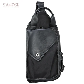 

Men Chest Crossbody Bags For Male Fashion Splice Oxford+PU Men's Shoulder Bag Pack Short Trip Designer Black Messengers Bags