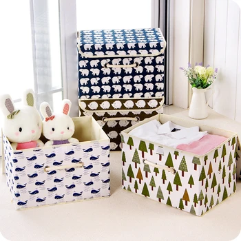

Folding Cotton Linen Storage Box Kid Toys Organizer Office Desk Container Cosmetic Cabinet Laundry Cloth Sundries Storage Basket