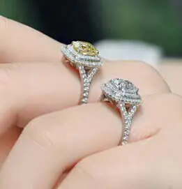 

2 Carat Elegant NSCD Synthetic Gem ENGAGEMENT Anniversary RING jewelry yellow stone or pink/ white stone