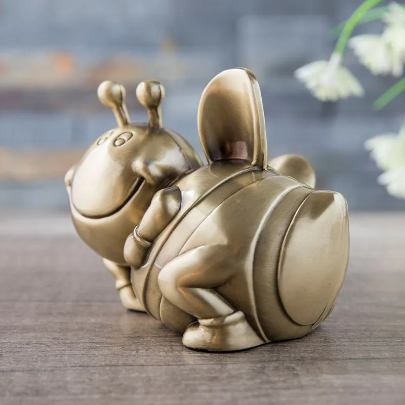 

High-grade Metal Crafts Children's Gifts European Creative Personality Children's Piggy Bank Cute Lying Bee Change Coin Box
