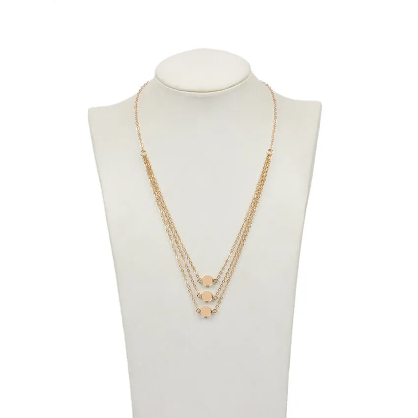 

2019 ladies trend necklace personality wild sequins round pendant clavicle necklace Collar de la tendencia de las#Y-new-28