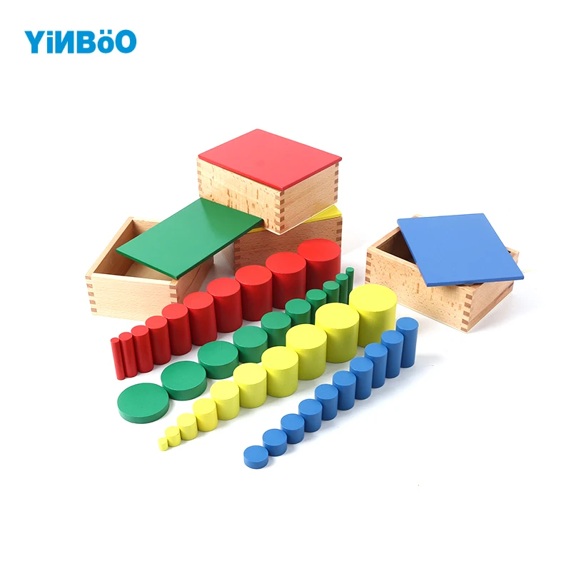 

Montessori Educational Wooden Toys For Children Knobless Cylinder Montessori 4 Sets of 10 Cylinders Great Gift for Kids