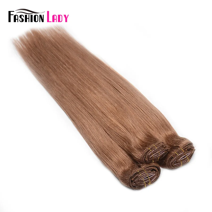 Fashion Lady Pre-Colored Brazilian Clip In Human Hair Extensions Straight Full Head 9pcs Per Set With 17pcs Clips Non-Remy