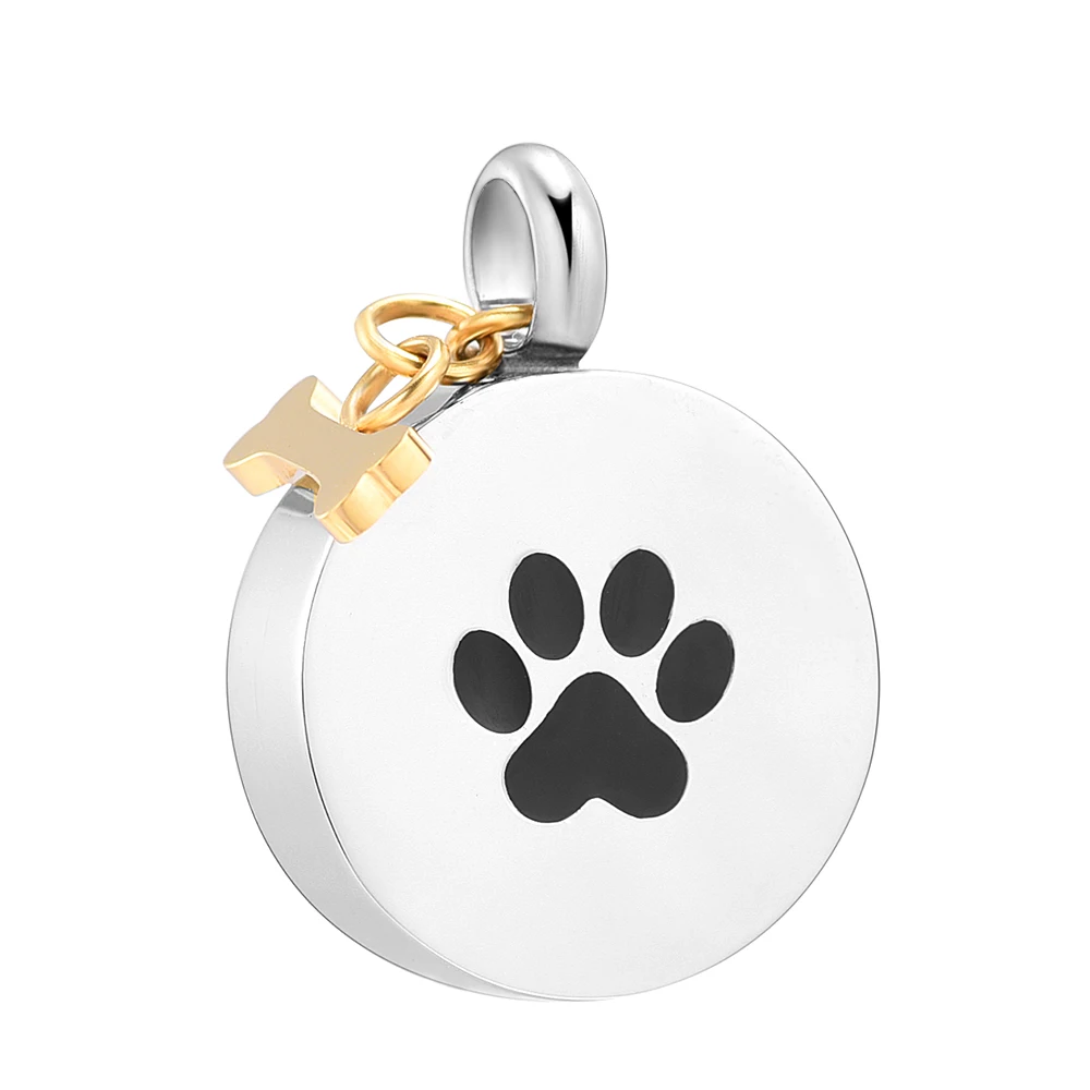 Ash Necklace Pet Paw Print Stainless Steel Cremation Pendant Necklace