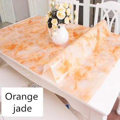 Европейский имитация мрамора Водонепроницаемая скатерть из мягкого стекла ПВХ пластиковый коврик для стола вечерние украшения стола на заказ - Цвет: Orange jade