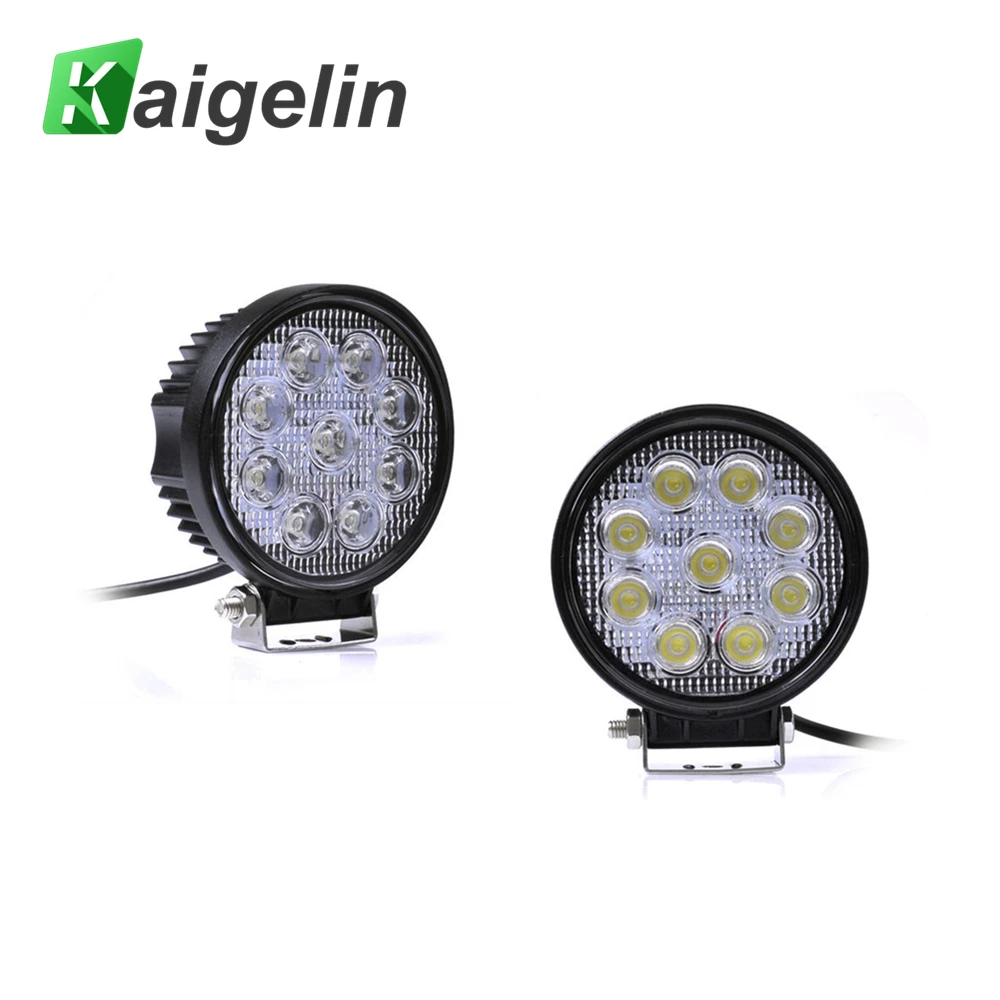 

2PCS LED Spotlight Round 27W 12V 2700 LM IP67 Car Work Light Bar For Boating Fishing Driving SUV Outdoor Lighting Spot Lamp