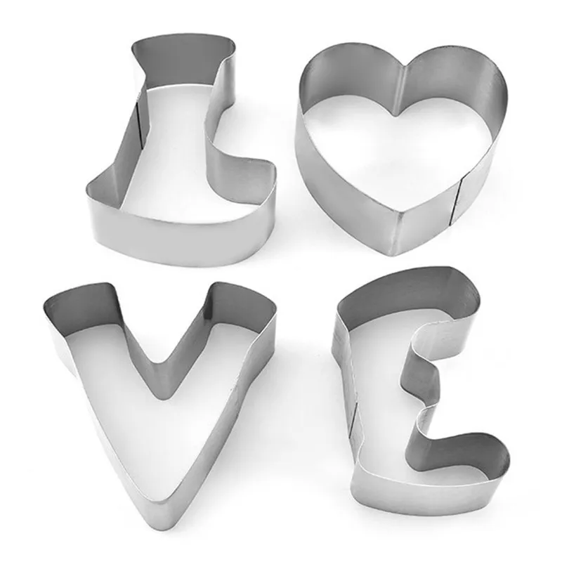 Stainless Steel Cookies Cutter LOVE Biscuit Mould Baking Pastry Tools Cake Mold 