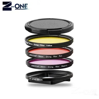 

For Gopro 4s 5s 58mm Purple/Red/Yellow Full Color Special Filter Kit + cap for Gopro Hero 4 hero 5 session Action Camera Filters