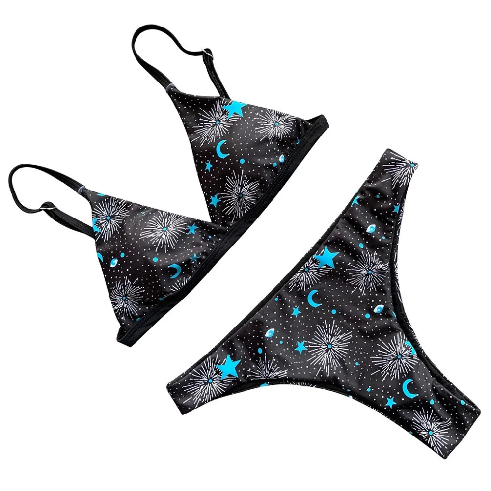 2019 Woman Star Print Tie Sexy Bikini Set summer breathable seaside sports swimwear push up bikinis e fatos de banho 40M30 (7)