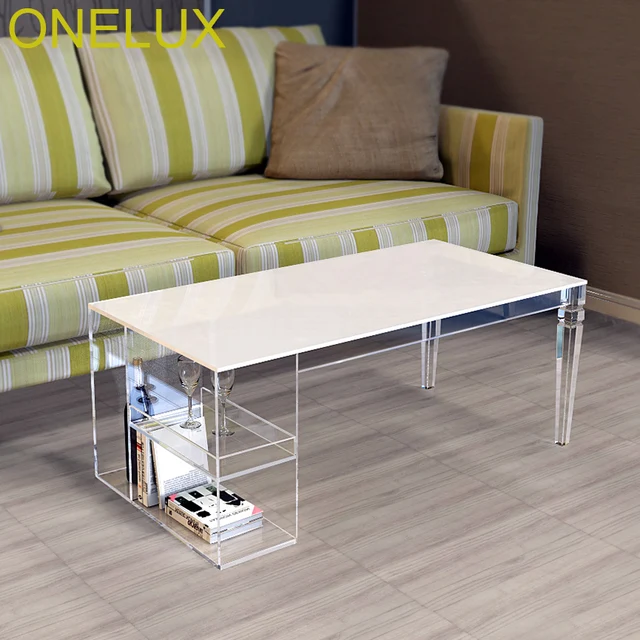 Tapered Legs Acrylic Coffee Table Lucite Magazine Tables With Side Tapered Legs Acrylic Coffee Table Lucite Magazine Tables With Side Storage Trays 100w50d40h Cm