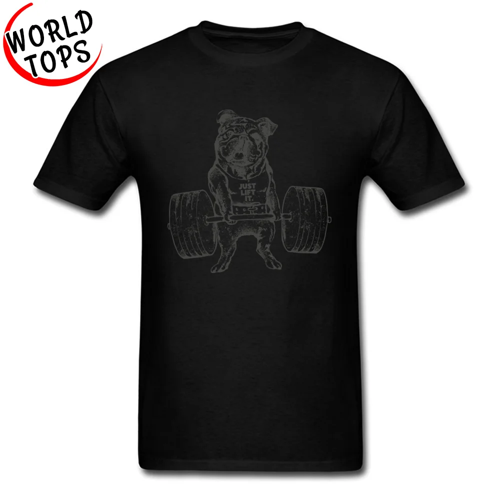 Crazy Short Sleeve Tops & Tees Labor Day Round Neck 100% Cotton Male Tshirts ENGLISH BULLDOG LIFT Crazy T-shirts Plain ENGLISH BULLDOG LIFT black
