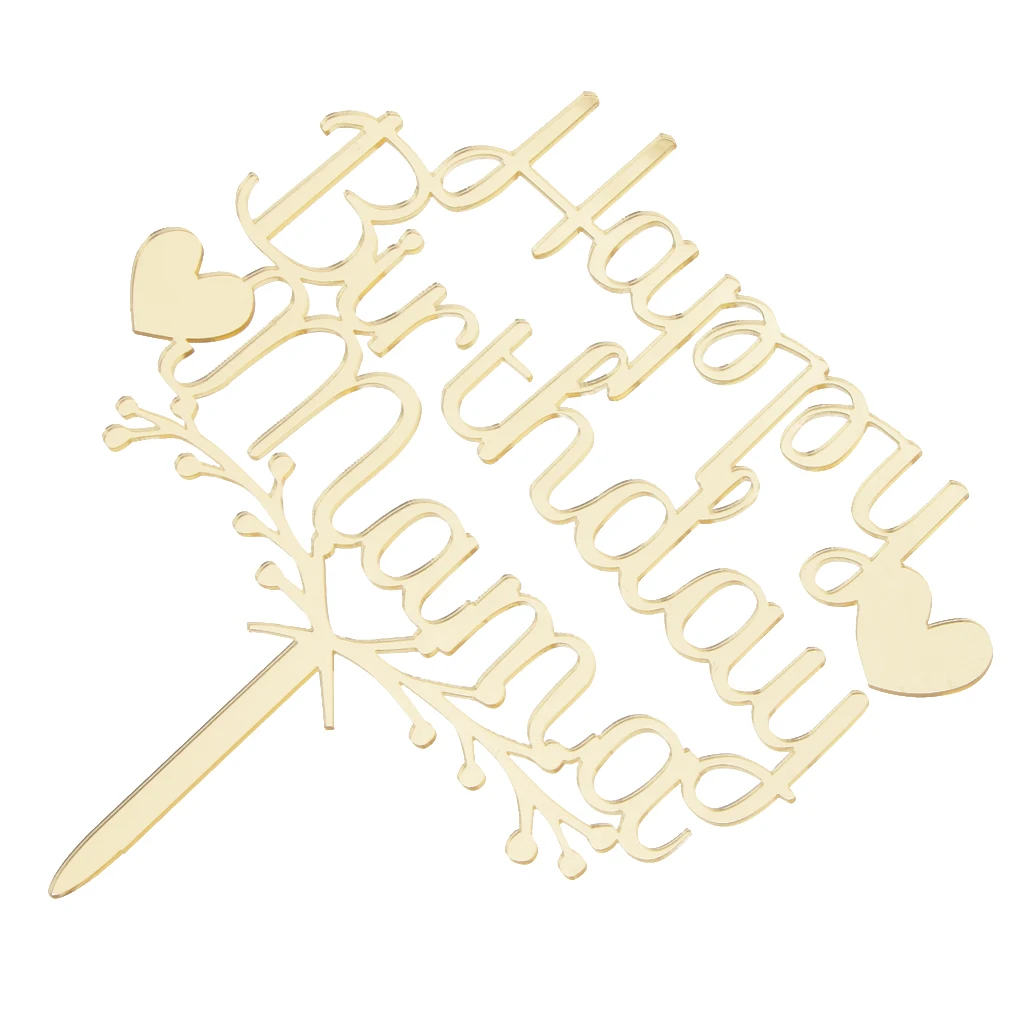 Happy Birthday Mama Acrylic Cake Topper Party Supplier Decoration Birthday Party Cake Centerpieces Silver/Gold/Red 