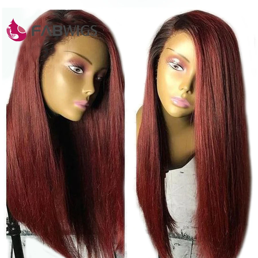 Fabwigs 1b 99j Lace Front Human Hair Wigs Brazilian Remy Human