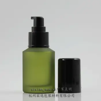 

60ml olive green frosted Glass lotion bottle with black plastic lotion pump,cosmetic packing,cosmetic bottle,packing for liquid