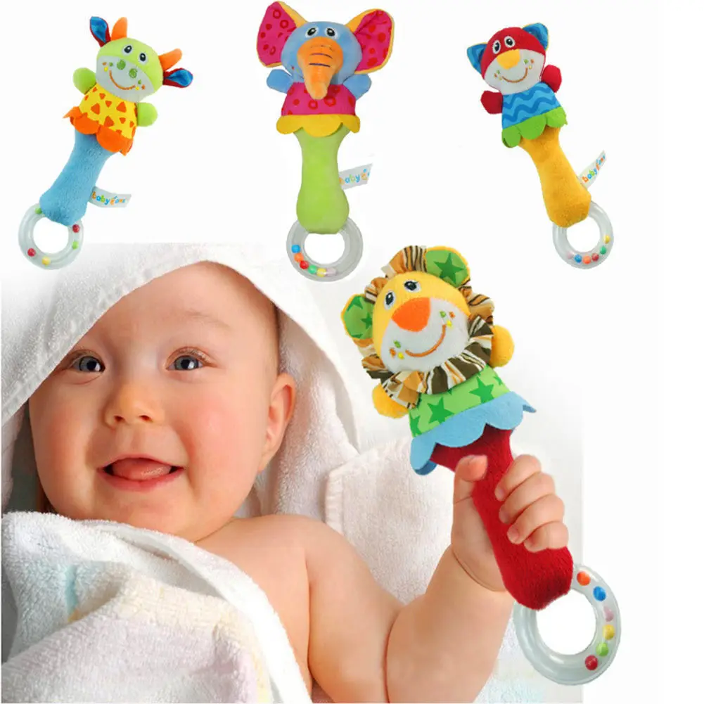 

2016 Baby Rattle Toys Animal Hand Bells Plush Baby Toy High Quality Newbron Gift Christmas Animal Style Free Shipping