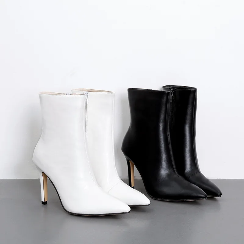 Koop Wit Winter wit vrouwelijke schoen hakken wees Martin rits laarzen mode korte laarzen voor vrouwen schoenen Vrouwelijke laarzen