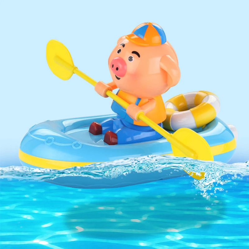 Играть в воду Ванная комната Ванна игрушка, игрушки для ванной ребенок Заводной лодка корабль Милая свинья игрушка гребец для детей Подарки для ребенка