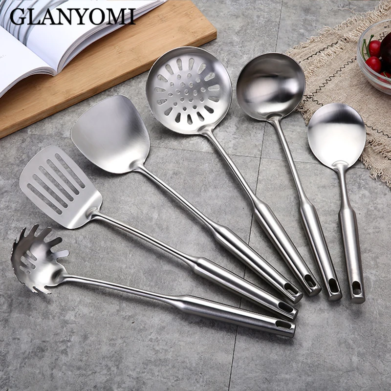 

6Pcs/Set Stainless Steel Cookware Set Kitchen Shovel Turner Soup Spoon Spatula Cooking Tools Kitchen Utensils Kitchenware Stuff