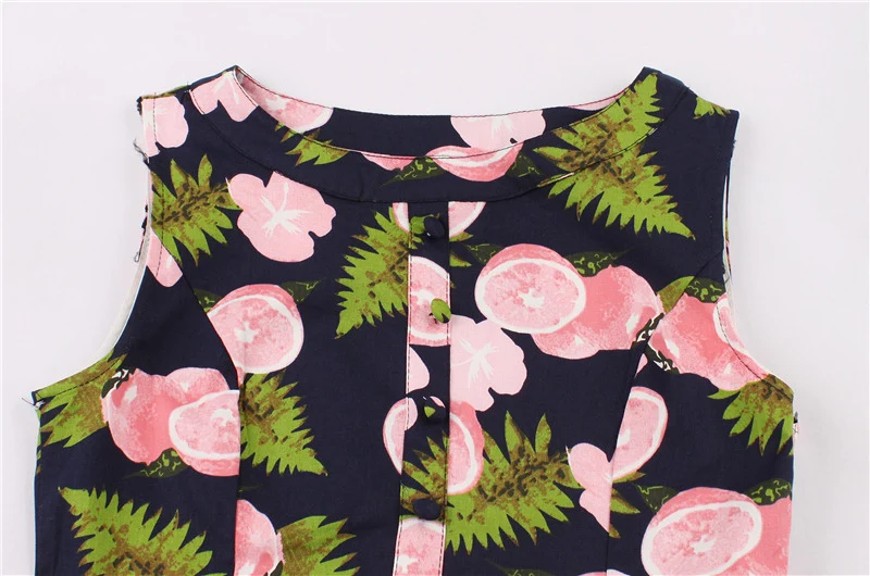 Kostlich 2018 Belt Tunic Women Summer Dress Sleeveless O-Neck Hepburn 50s 60s Vintage Dress Print Elegant Party Dresses Sundress (15)