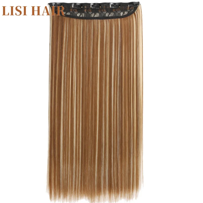 Лиси волосы 55 см длинные 5 зажим в наращивание волос прямые волосы синтетические волосы для женщин