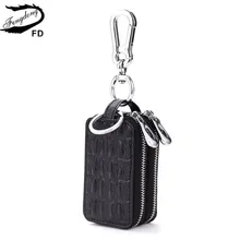 Fengdong чехол для ключей от машины из натуральной кожи, органайзер, сумка для ключей, Женская Мини ключница, маленькая сумка на молнии, милый подарок
